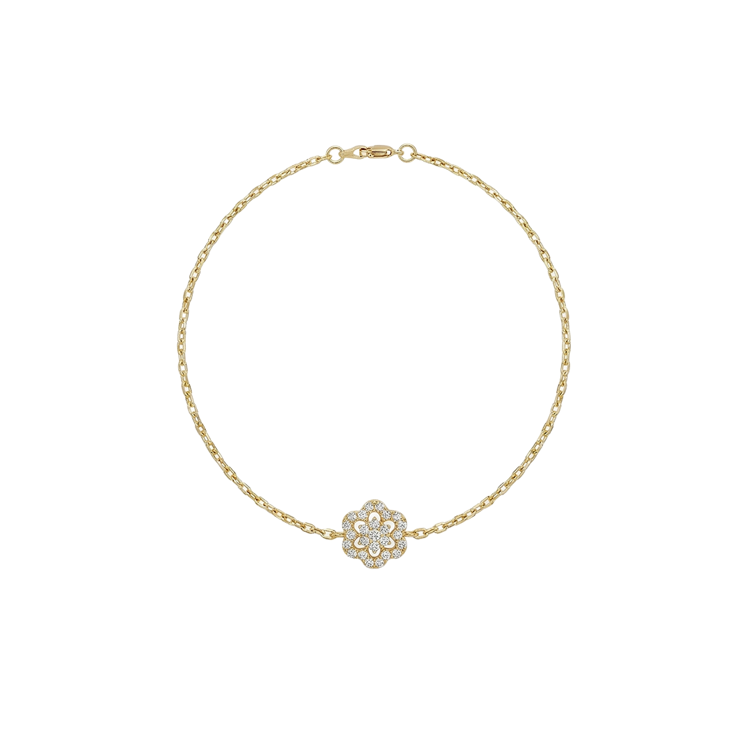 Floravia Bloom – 375 Echtgold Armband mit floralem Zirkonia Blütenmotiv