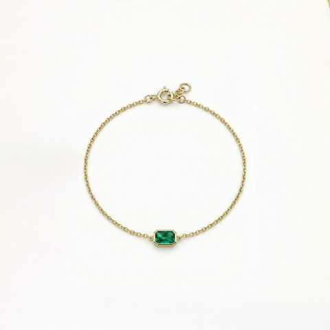 Aurielle Spark – 375 Echtgold Armband mit rechteckigem Zirkonia Anhänger