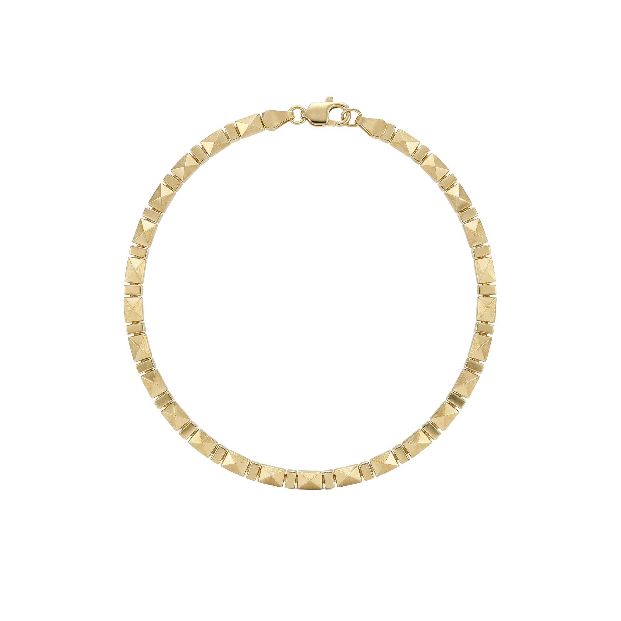Pyramidelle Chain – 375 Echtgold Armband mit facettierten Pyramiden-Gliedern