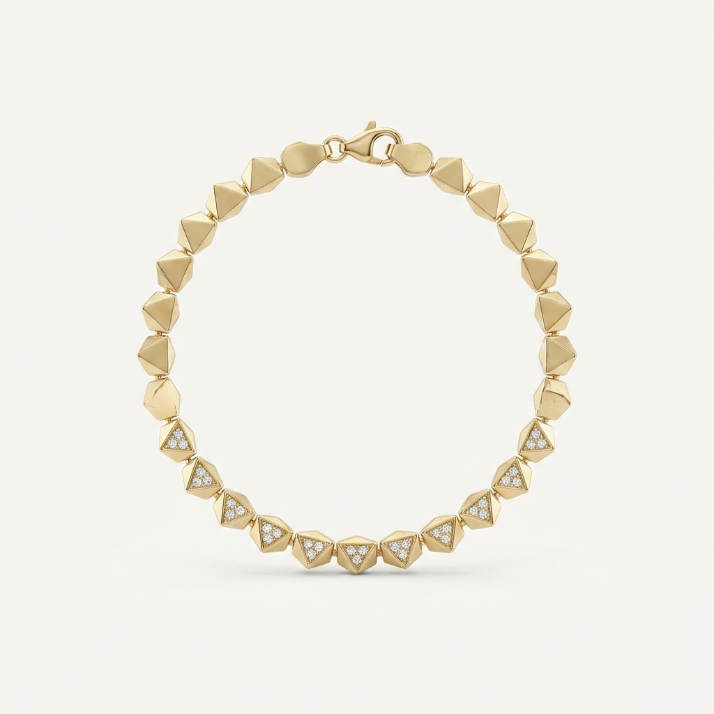 Pyramia Luxe – 375 Echtgold Armband mit geometrischen Pyramiden-Elementen und Zirkonia