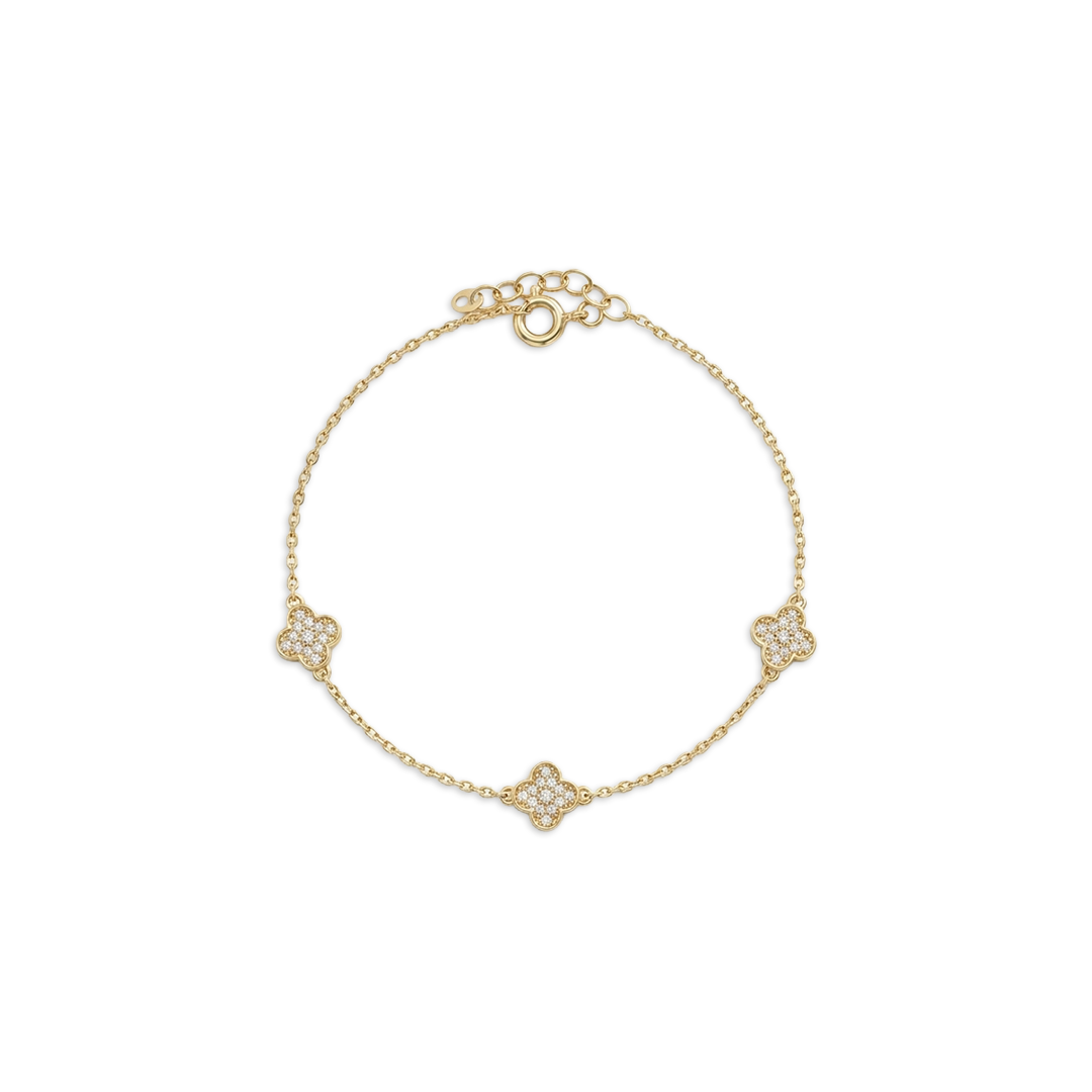 Floria Trio – 375 Echtgold Armband mit drei Clover Elementen