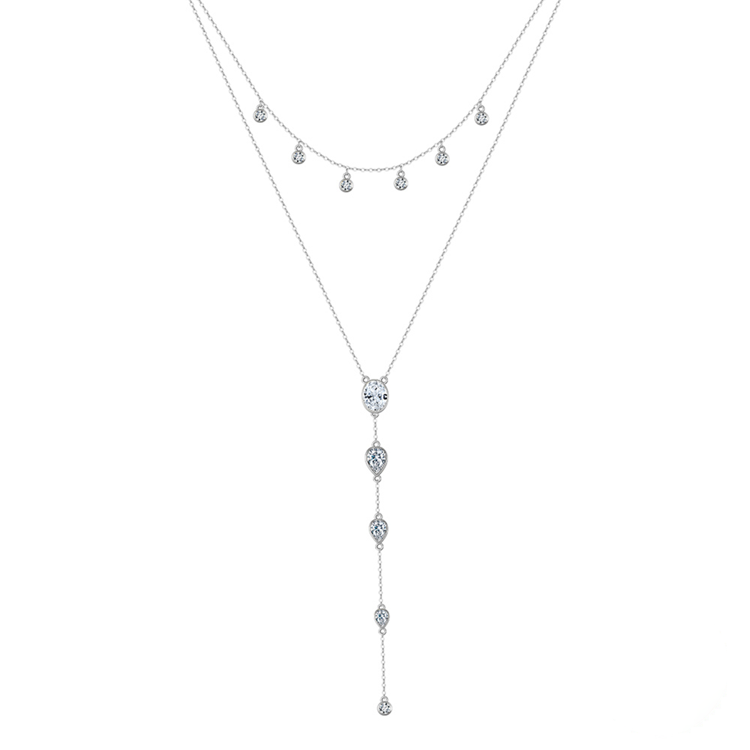 Tearielle – Y-Kette aus 925 Silber mit Tropfenanhänger & Zirkonia