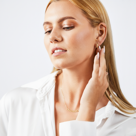 Echtgold Schmuckset Damen – Curb Kette & Creolen aus 375 Gold