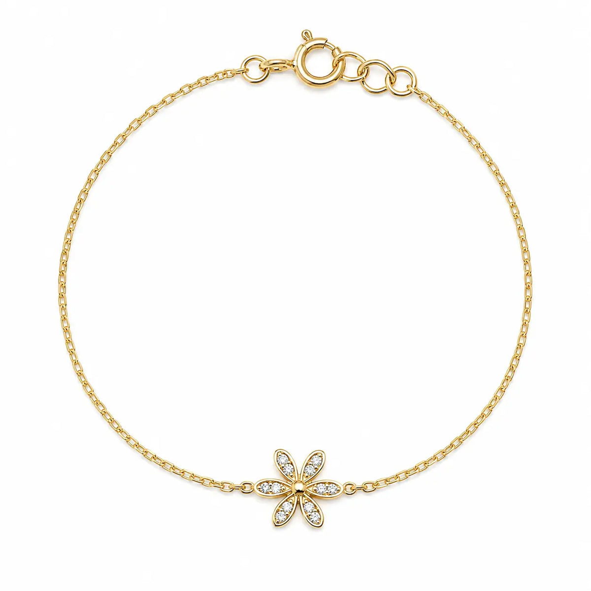 Petite Daisy – Blüten-Armband mit Zirkonia aus 585 Gold Suzan Gold