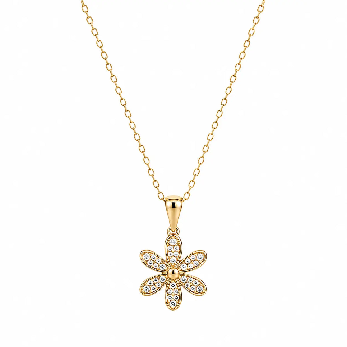 Petite Daisy – Blüten-Halskette mit Zirkonia aus 585 Gold Suzan Gold
