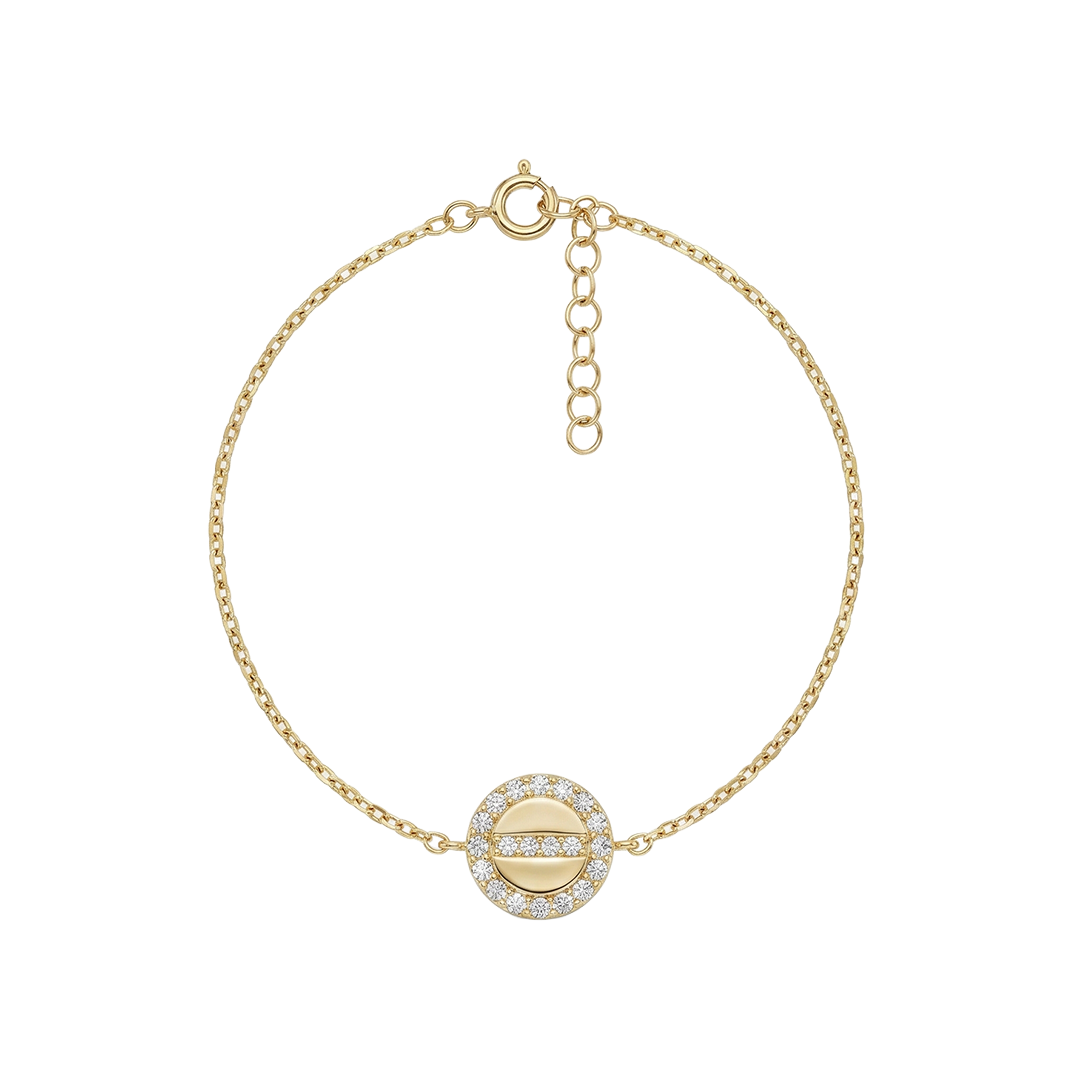 Aurelia Halo – 375 Echtgold Armband mit rundem Zirkonia Element