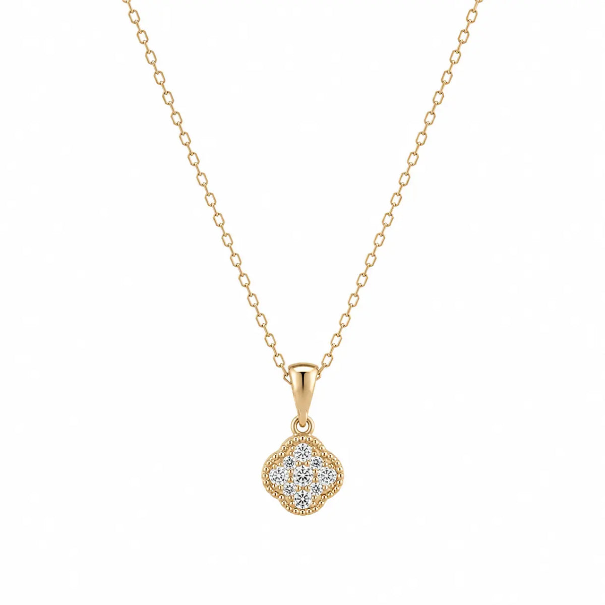 Clover Sparkle – Kleeblatt-Halskette mit Zirkonia-Pavé aus 585 Gold Suzan Gold
