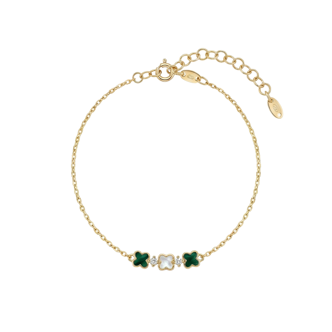 TréviaGlow – 375 Echtgold Armband mit Kleeblatt Trio