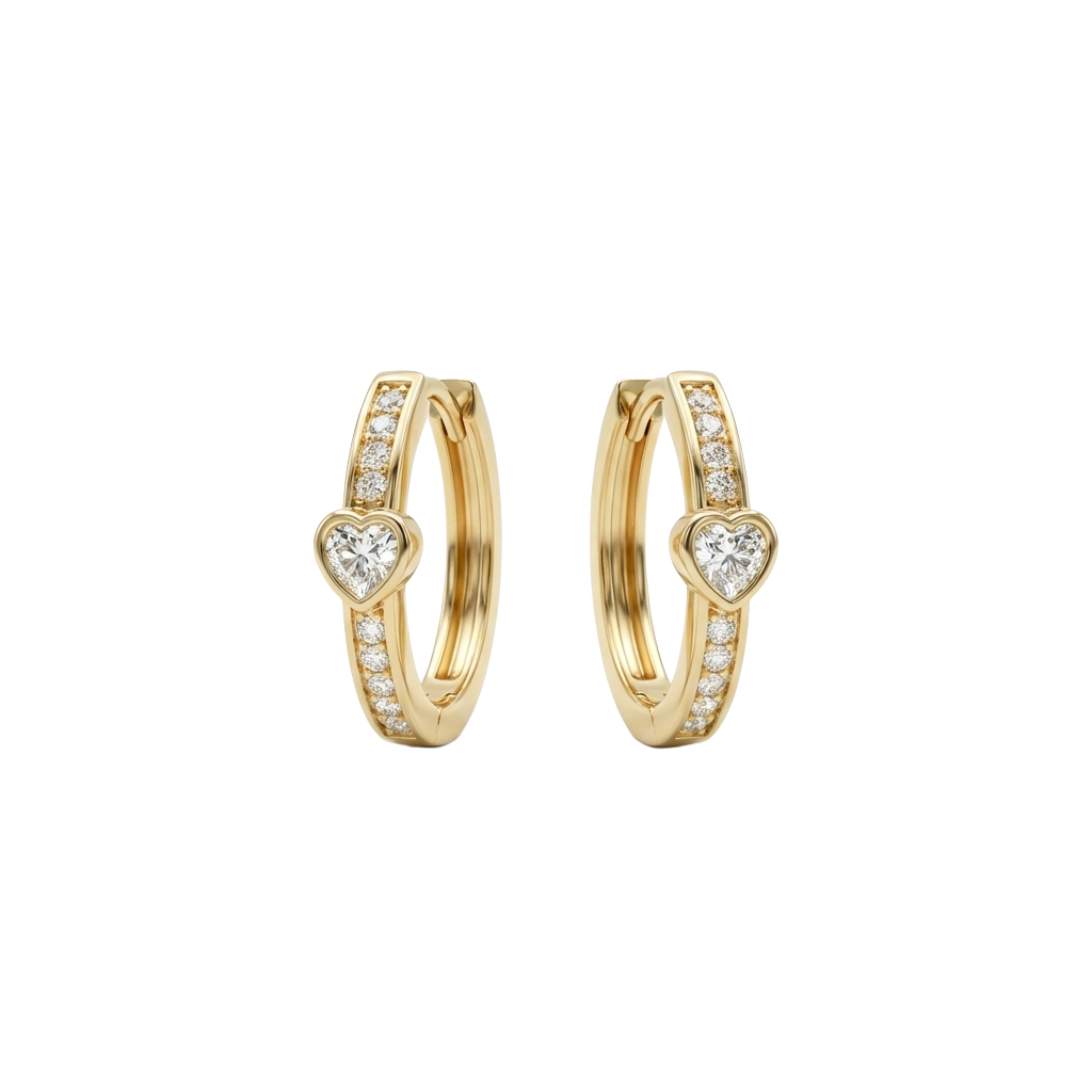 Heartline Spark – 375 Echtgold Creolen mit Herz-Zirkonia