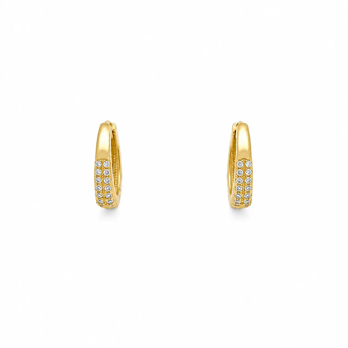Double Row Hoop – Creolen mit zweireihigem Zirkonia-Pavé aus 585 Gold Suzan Gold