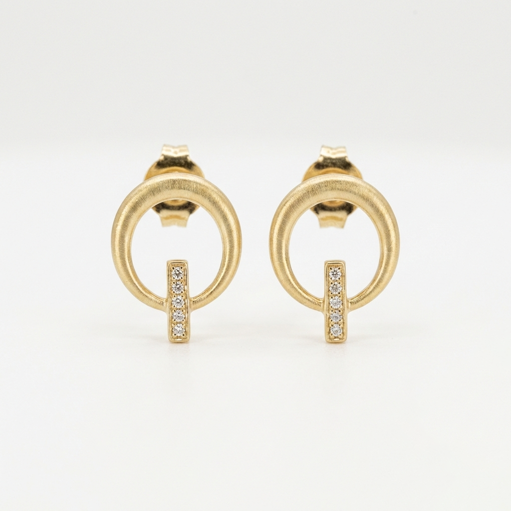 Circlessence Bar – 375 Echtgold Ohrstecker mit Zirkonia Akzent