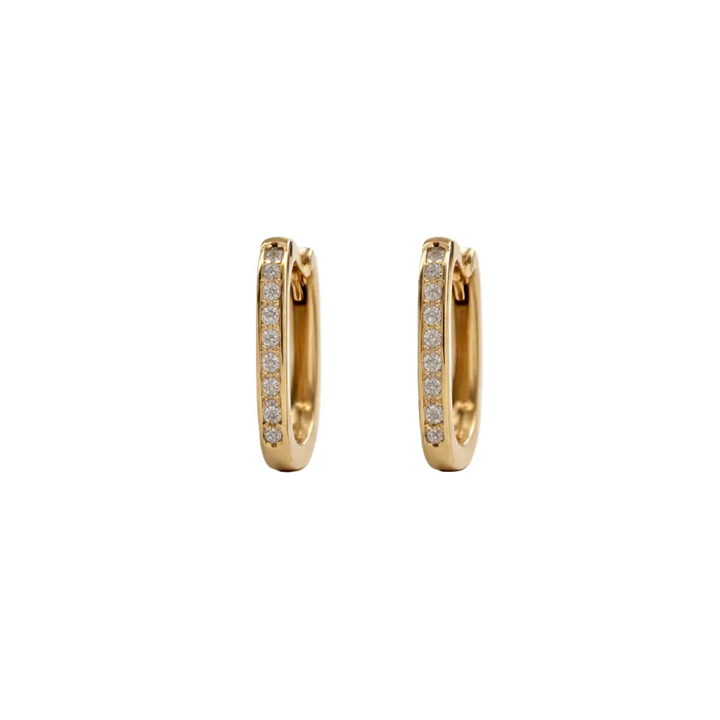 Lunaria Line Creolen 375 Echtgold elegante Goldohrringe mit Zirkonia minimalistische Huggie Hoops feine Creolen zeitloser Schmuck funkelnde Ohrringe Alltagsschmuck Geschenk für sie luxuriöse Goldcreolen