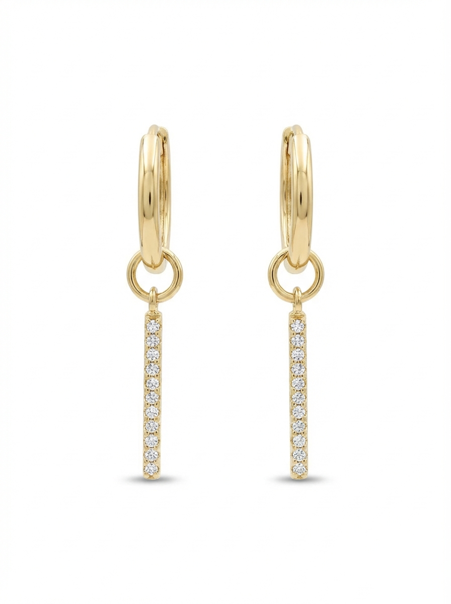 StellaLine – 375 Echtgold Creolen mit Zirkonia Stabanhänger