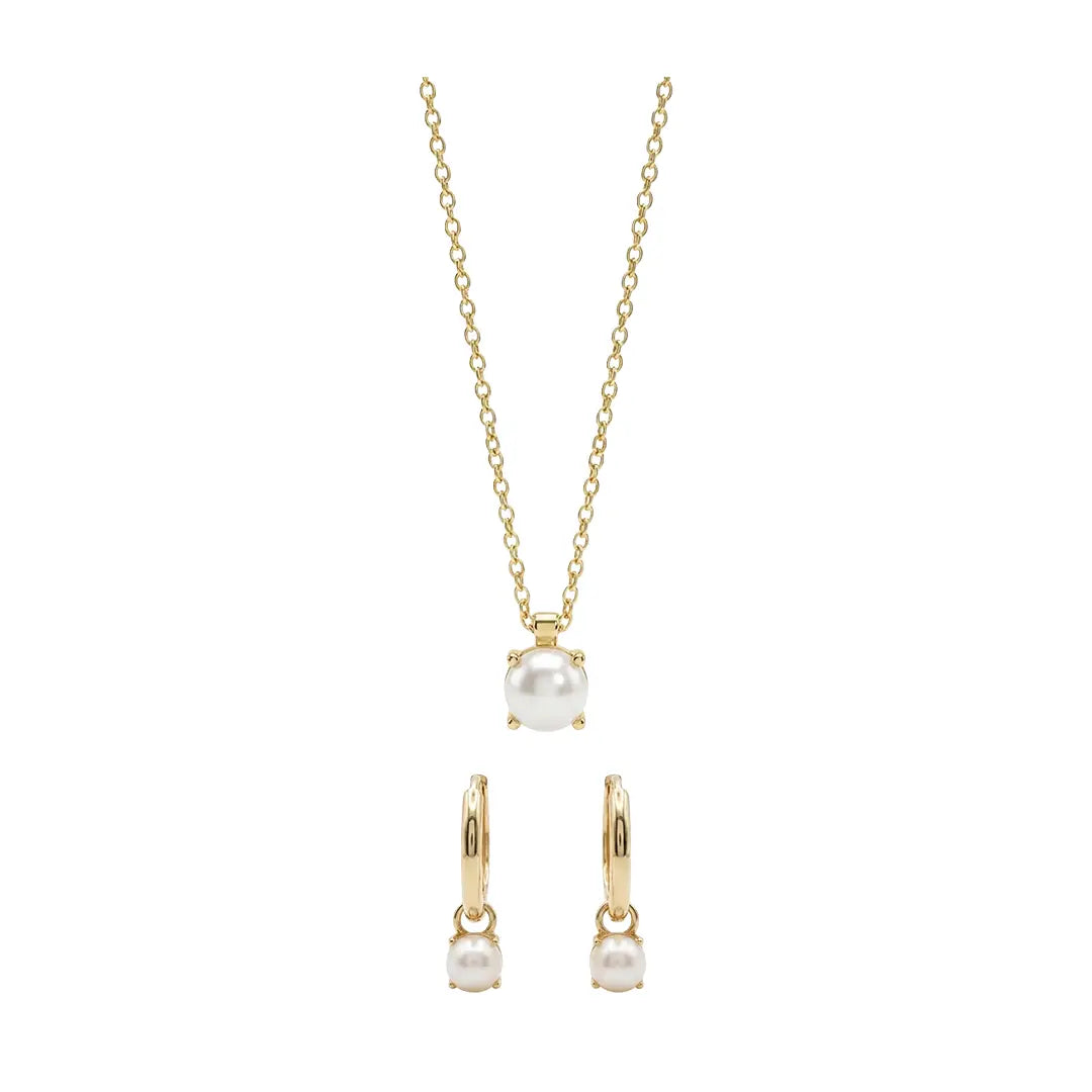 Pearlora Classic Set aus 375 Gelbgold mit Perle, filigraner Schmuck für Damen, eleganter zeitloser Klassiker.