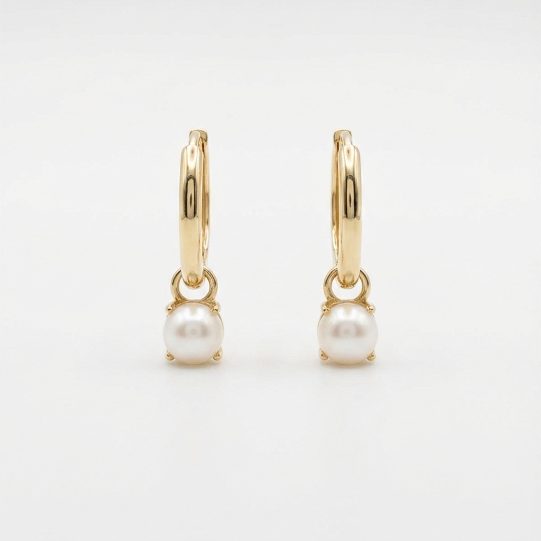 PearlaDrop – 375 Echtgold Creolen mit Süßwasserperlen