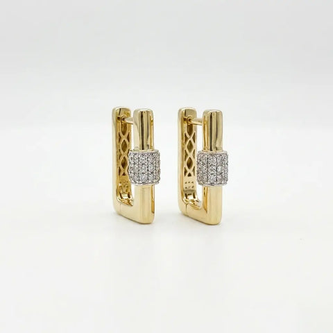 Lockara Glow – 375 Echtgold Huggie - Creolen mit pavébesetztem Zirkonia Zylinder - Suzan GoldOhrringe