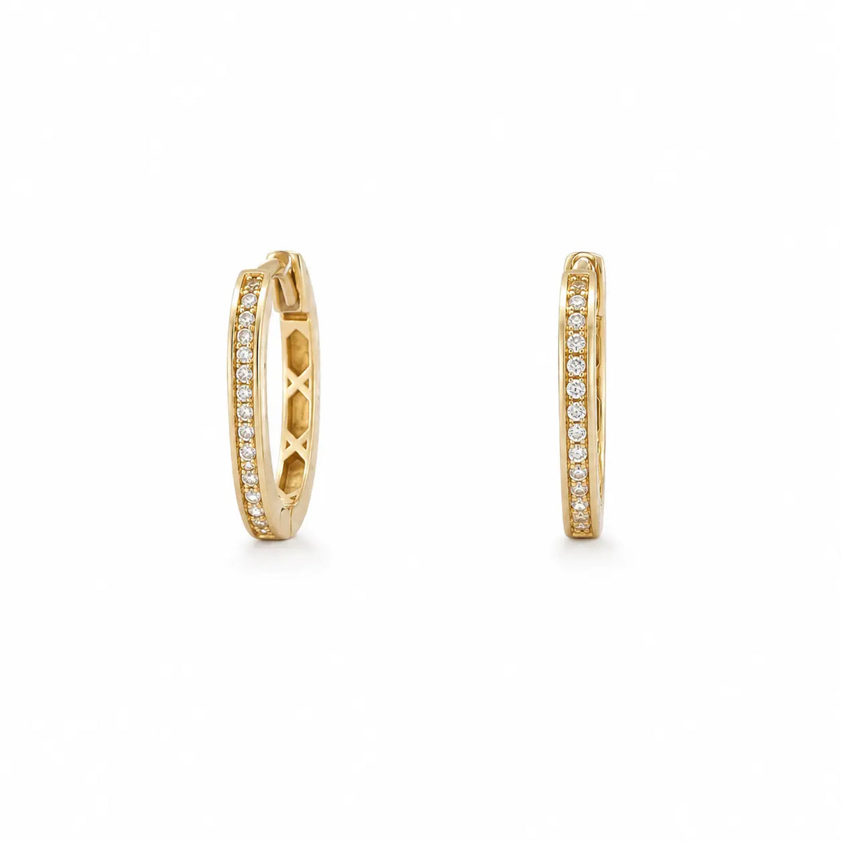 Link Hoop – Creolen im Karabiner-Design mit Zirkonia aus 585 Gold Suzan Gold