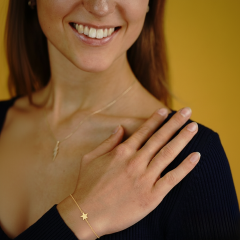 Starlit Grace – 925 Silber Armband mit Stern-Anhänger vergoldet