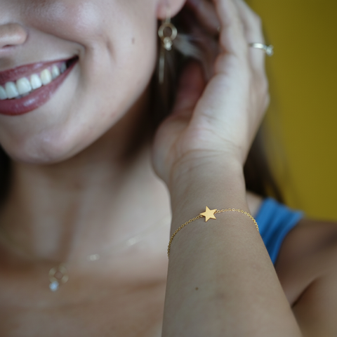 Starlit Grace – 925 Silber Armband mit Stern-Anhänger vergoldet