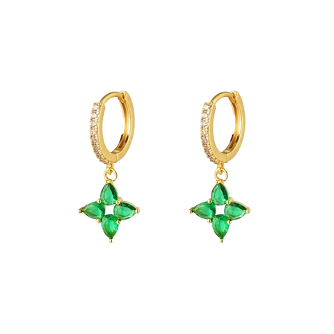 Stellaria – Vergoldete Huggie-Creolen mit Zirkonia-Anhänger aus 925 Silber