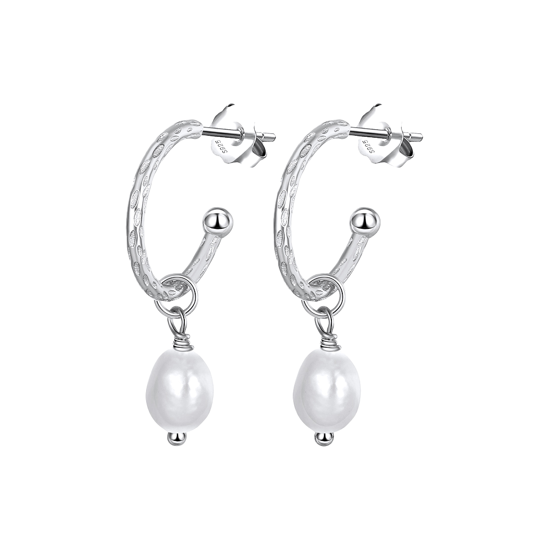 Pearldrop Elegance – 925 Silber-Creolen mit Süßwasserperlen