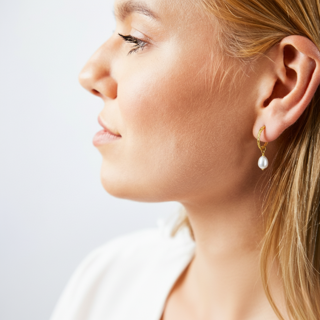 Pearldrop Elegance – 925 Silber-Creolen mit Süßwasserperlen