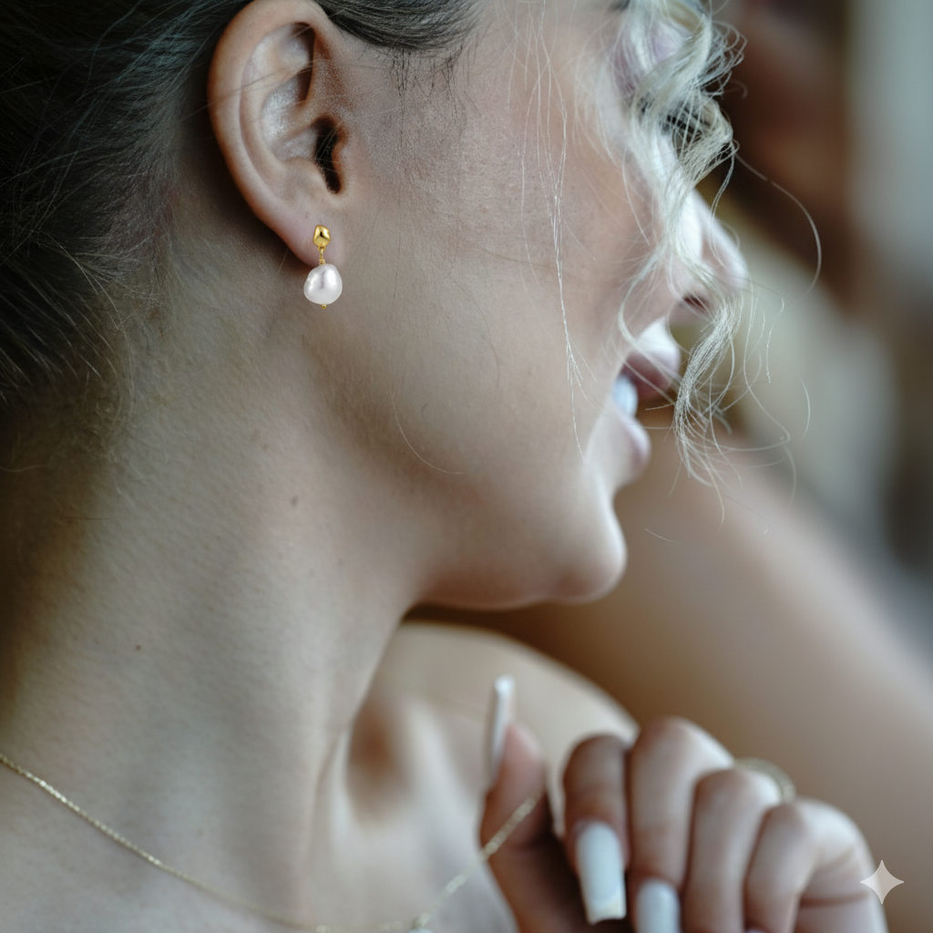 Pearlette – Perlen-Ohrringe aus 925er Silber, vergoldet