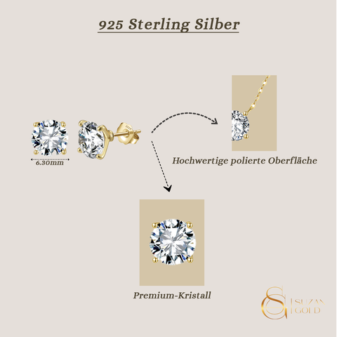 Auroria – Klassische Ohrstecker aus 925 Silber mit funkelndem Solitär-Kristall