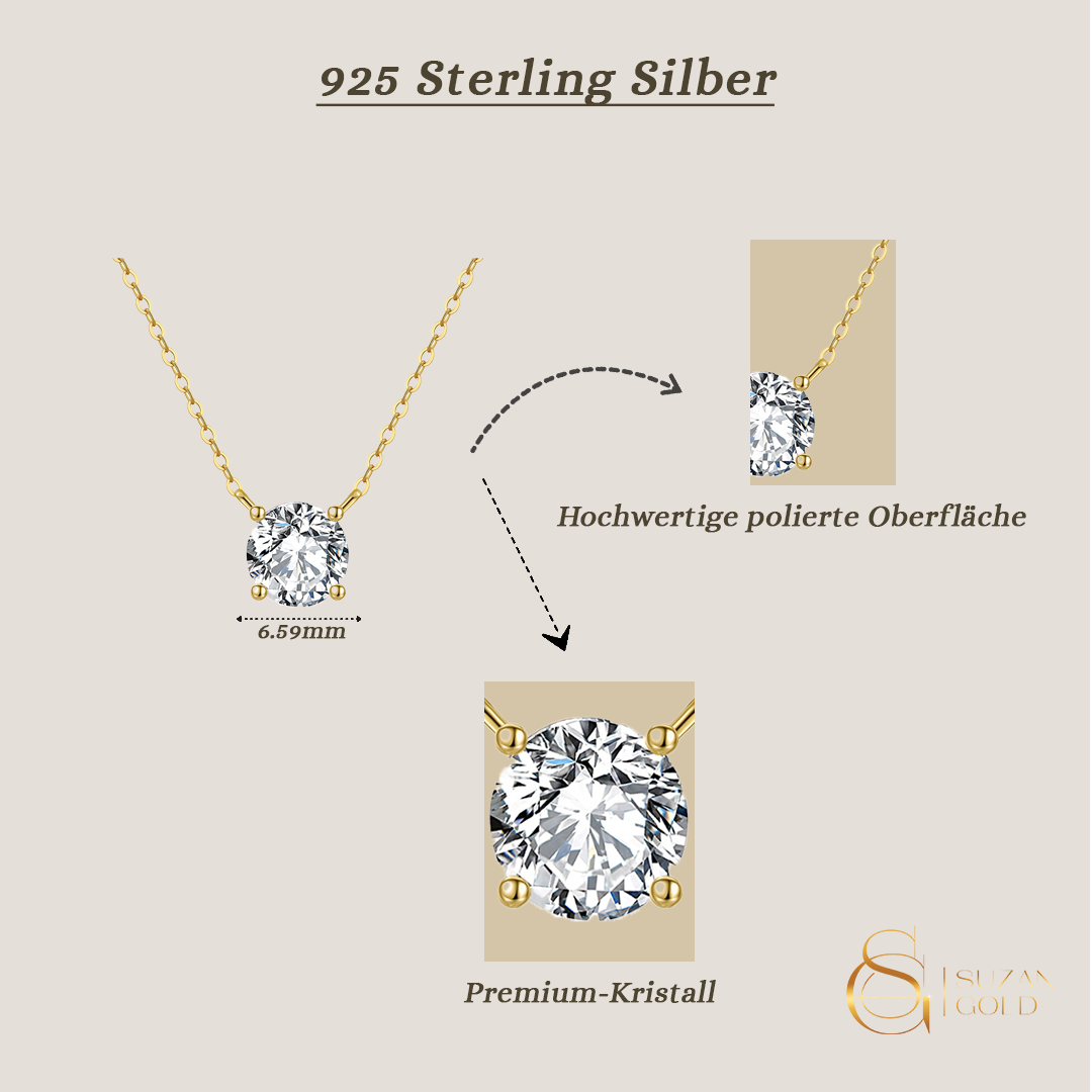 Lumoria Solitär-Halskette mit funkelndem Premium-Kristall – elegante Damenkette