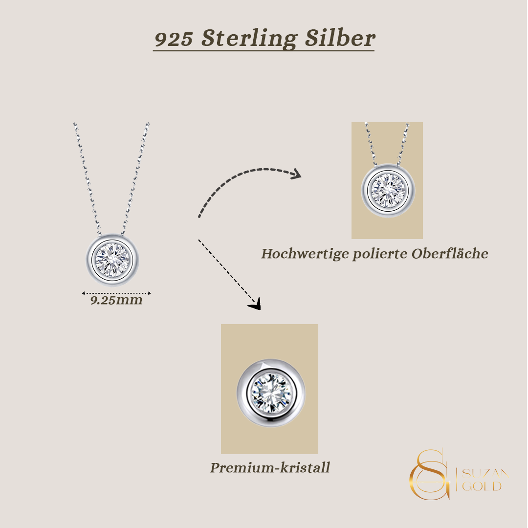 Aurevra – Zarte Halskette aus 925 Silber mit brillantgeschliffenem Premium-Kristall für Damen