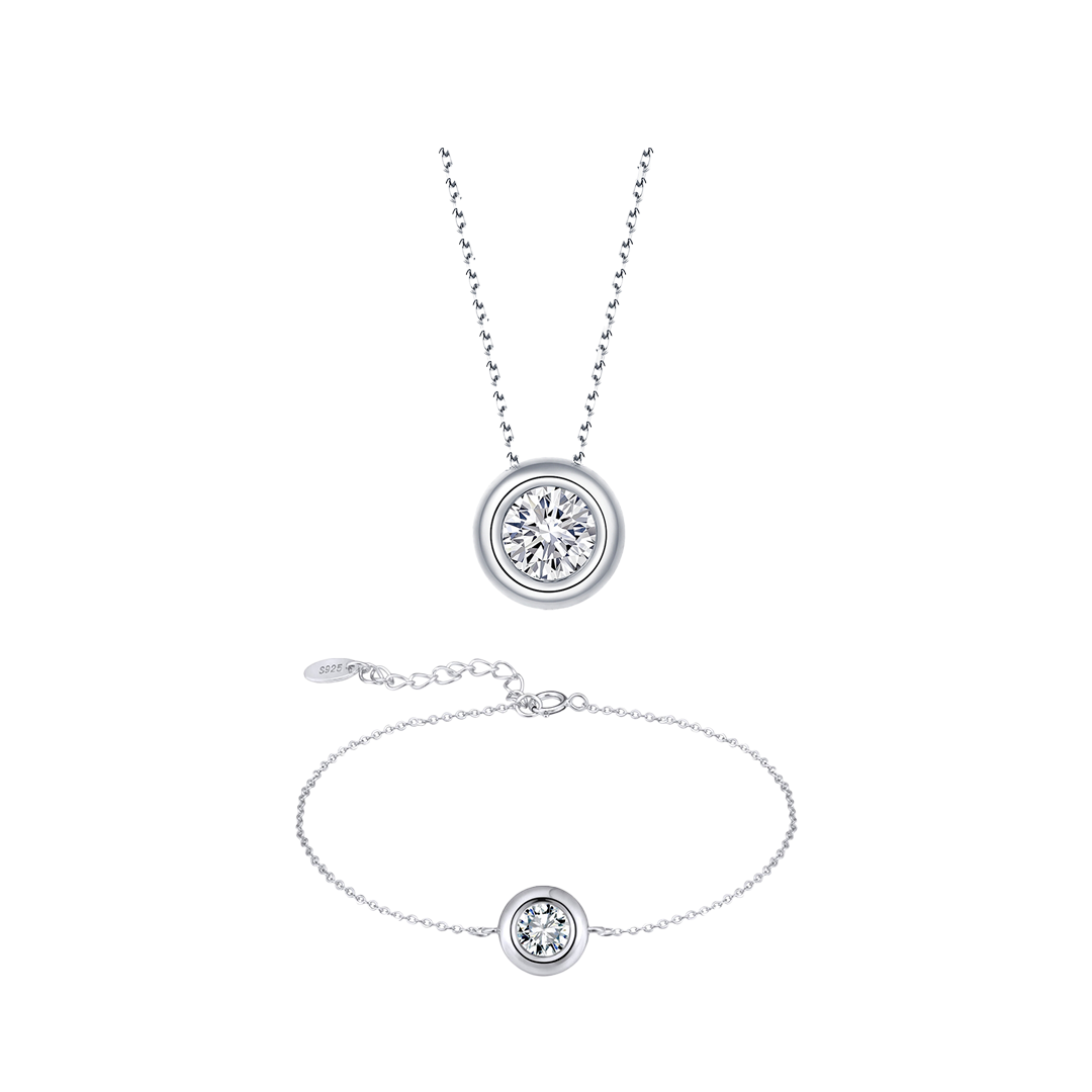 Aureline – 925 Silber Schmuckset Damen | Halskette & Armband mit Zirkonia