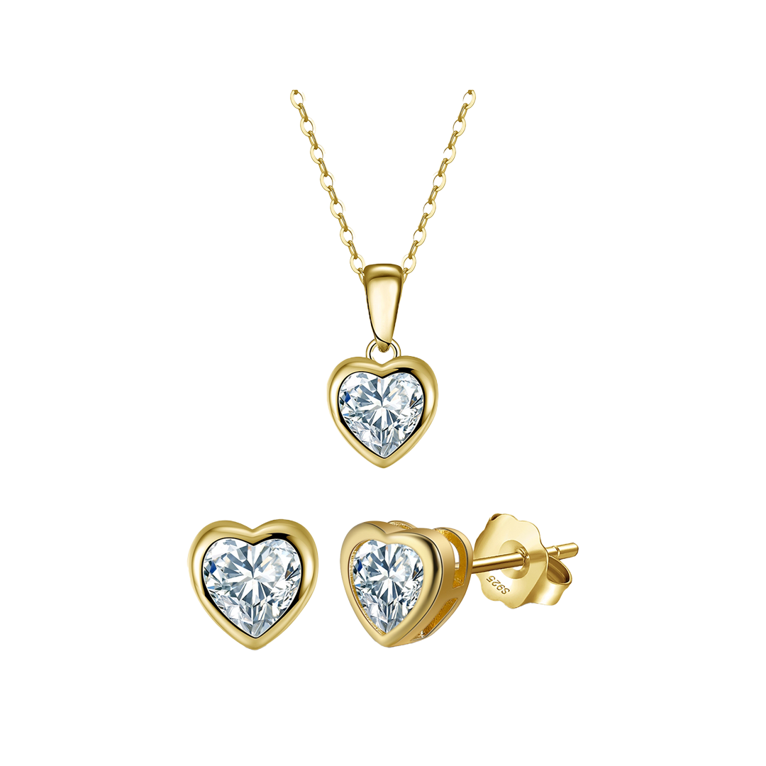 Liora Gold – Herzschmuck-Set aus vergoldetem 925 Silber mit Zirkonia