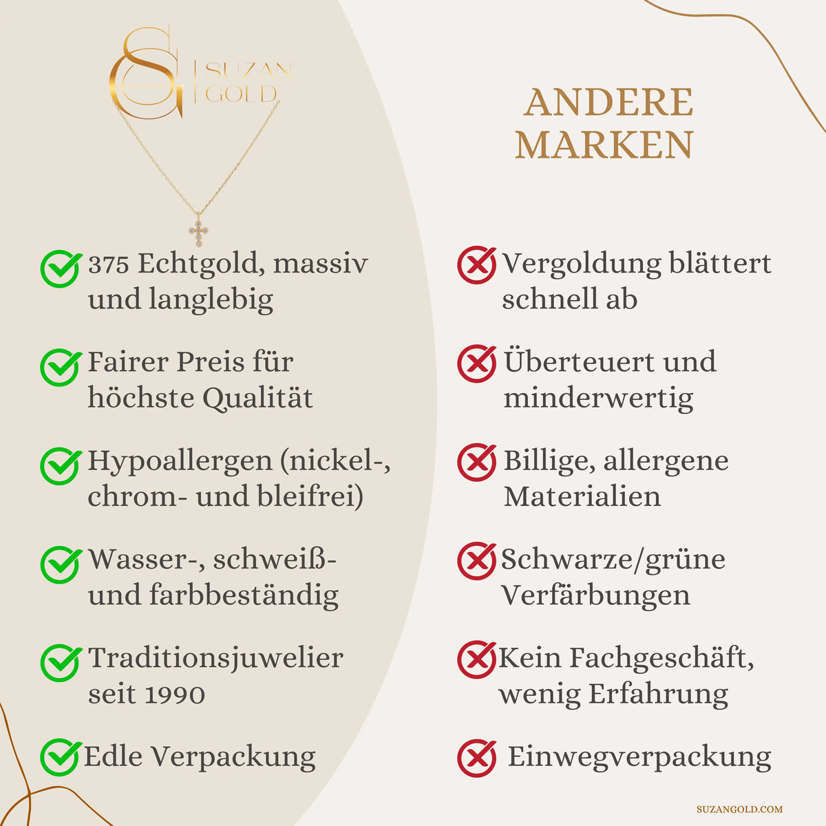 God's favorite Kreuzkette Suzan Gold