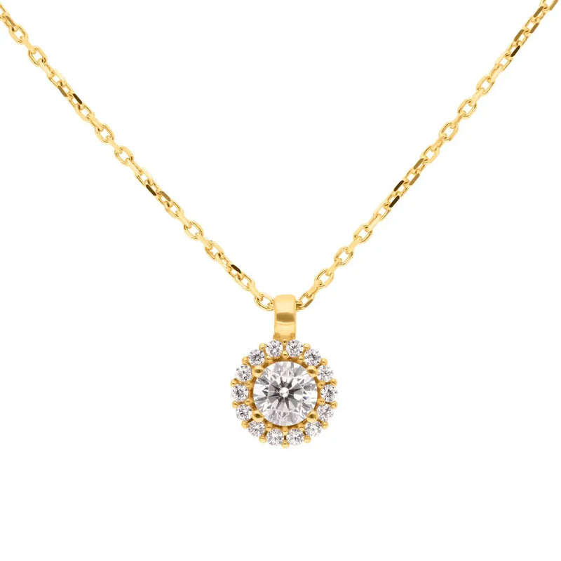 Cocktail Kette 375 Echtgold funkelnde Zirkonia Kette elegante Goldkette minimalistischer Schmuck glamouröse Halskette Geschenk für sie filigrane Kette luxuriöser Alltagsschmuck