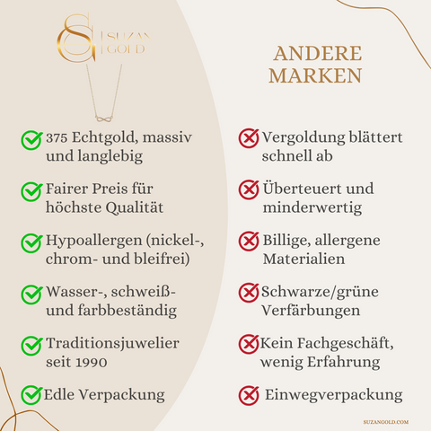 Eterna – 375er Echtgoldkette mit Infinity-Anhänger & Zirkonia