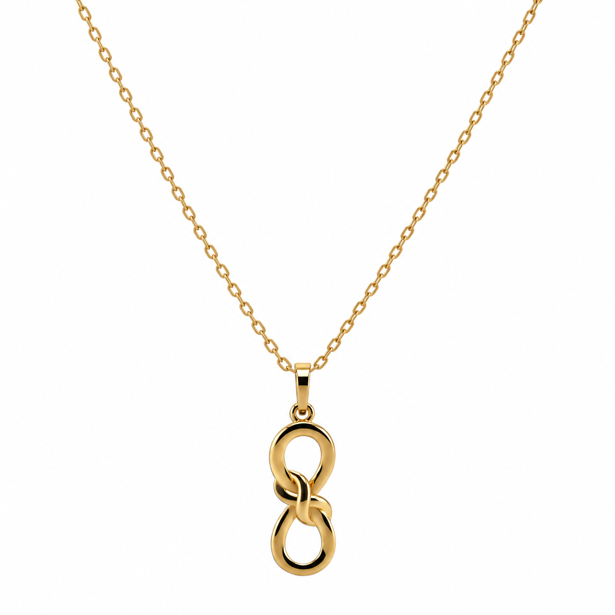 Double Infinity Halskette aus 750 Gold mit zwei verschlungenen Unendlichkeitszeichen