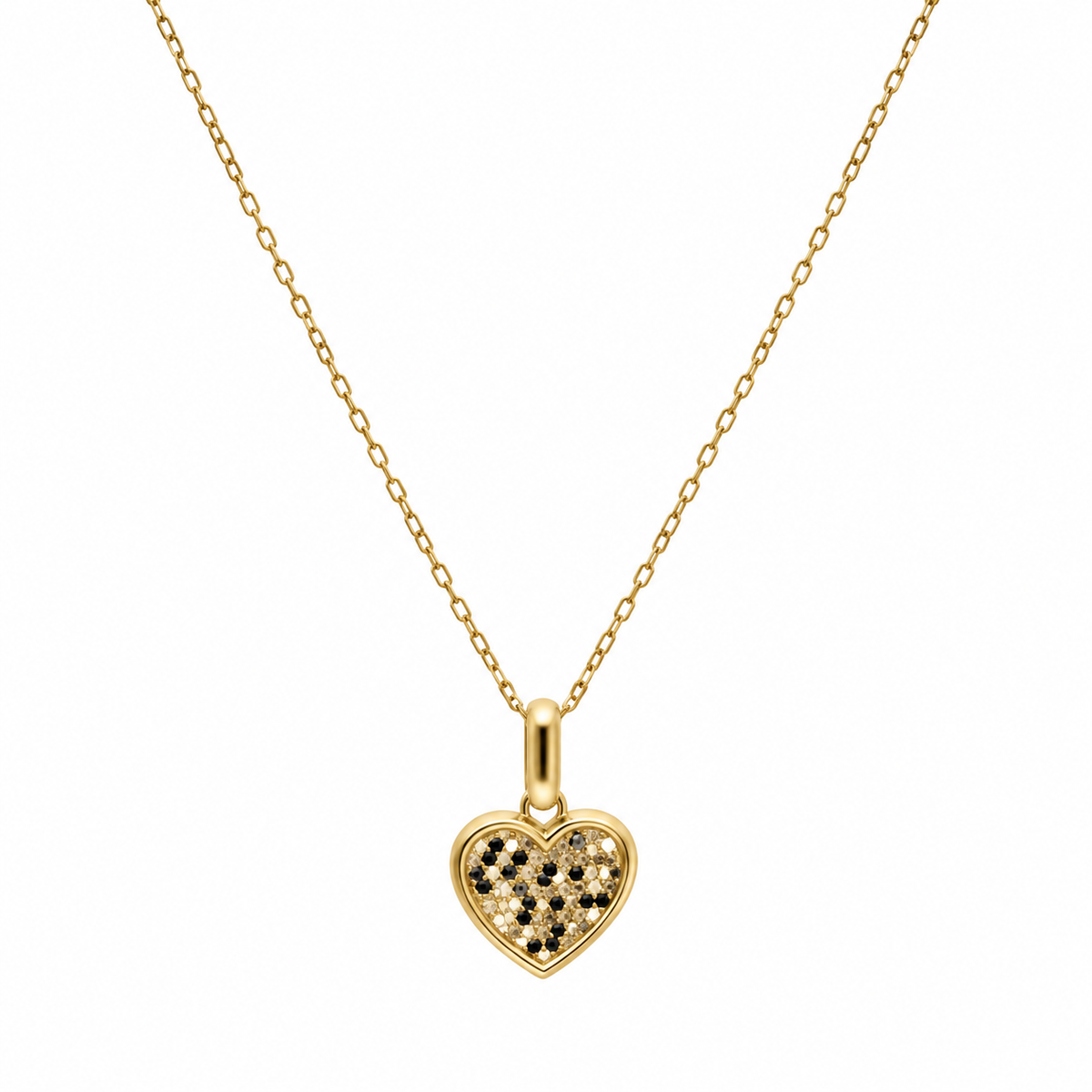 Mosaic Heart Halskette aus 750 Gold mit Herz-Anhänger in Schwarz-Weiß-Mosaik