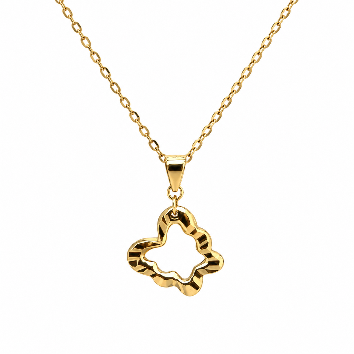 Butterfly Outline Halskette aus 750 Gold mit offenem diamantiertem Schmetterling