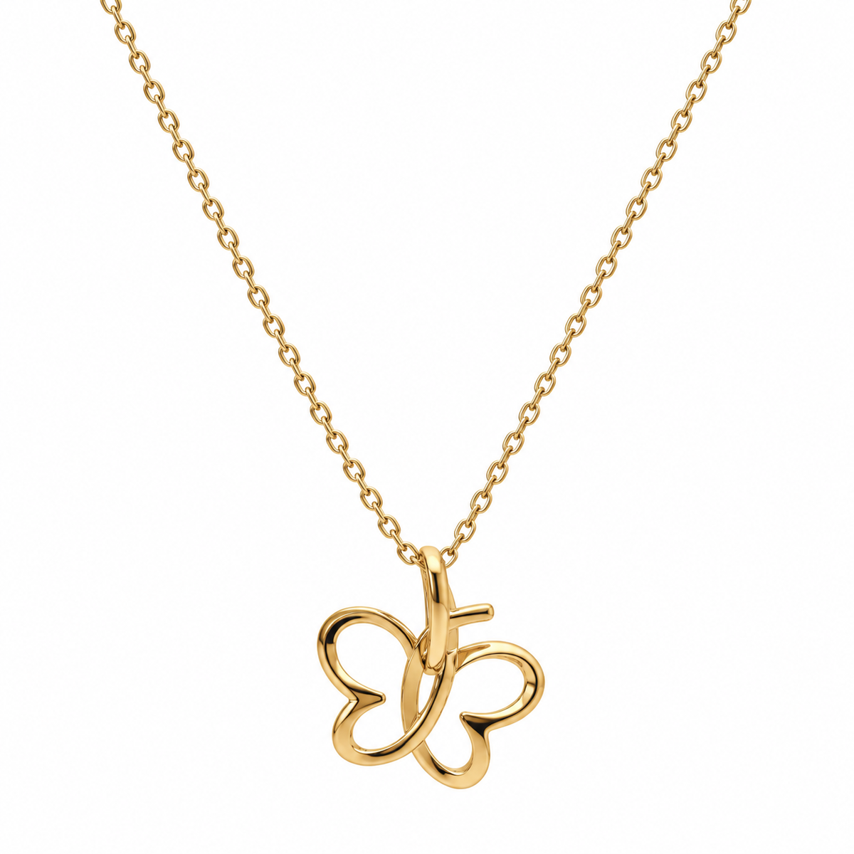 Butterfly Heart Halskette aus 750 Gold mit Schmetterling aus offenen Herzen
