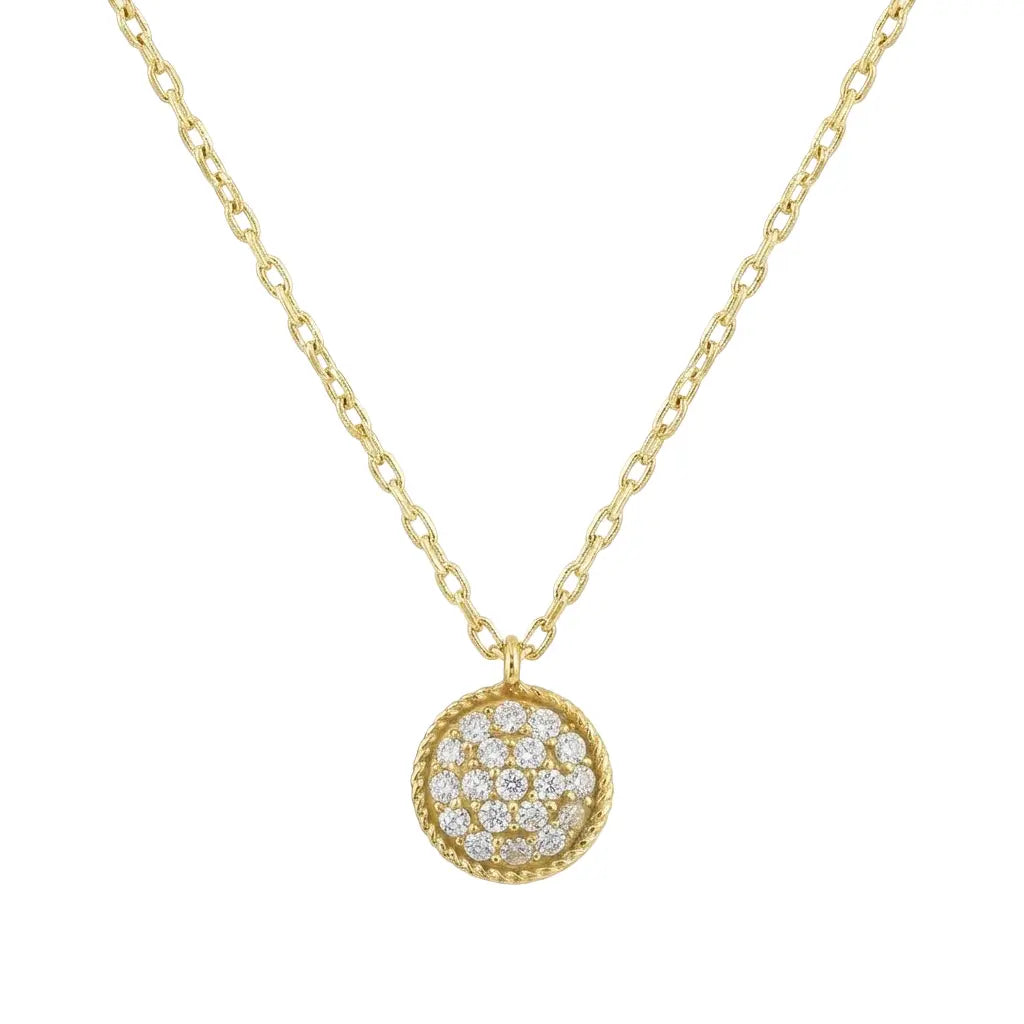 Orbella Pavé – 375 Echtgold Halskette mit rundem Zirkonia Anhänger Suzan Gold