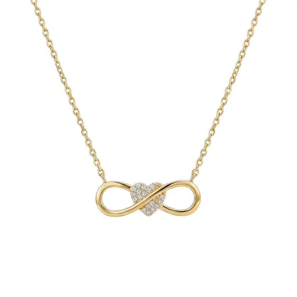Infinity Amour – 375 Echtgold Kette mit Unendlichkeits-Herz und Zirkonia Suzan Gold
