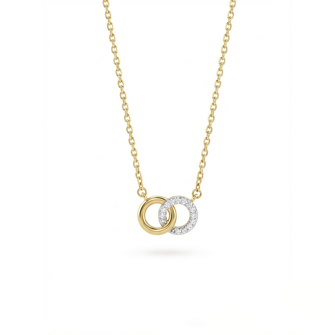 Lunara Twin – Zweireihige Halskette mit zwei Zirkonia-Anhängern aus 375 Echtgold