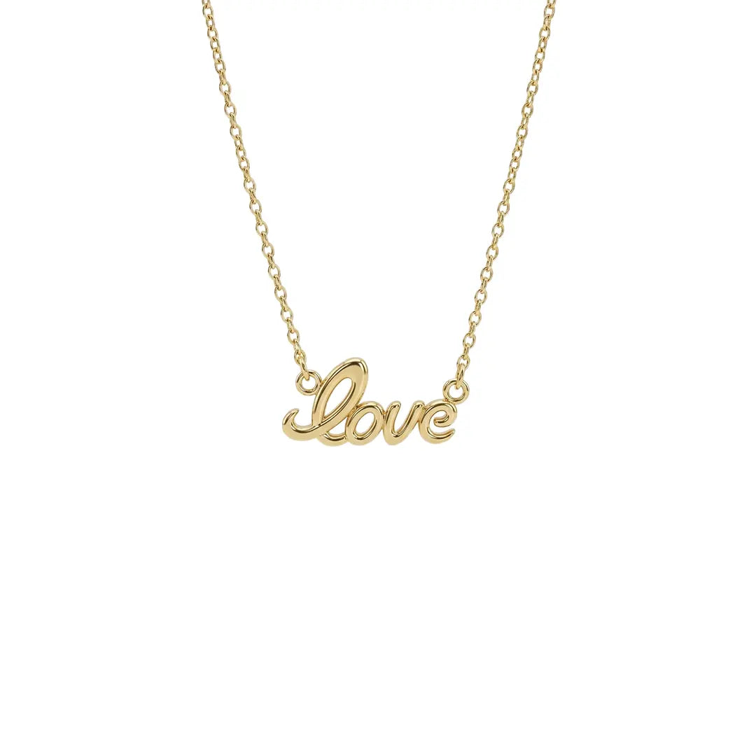 Lovelle Script – 375 Echtgold Halskette mit Love Schriftzug Anhänger Suzan Gold