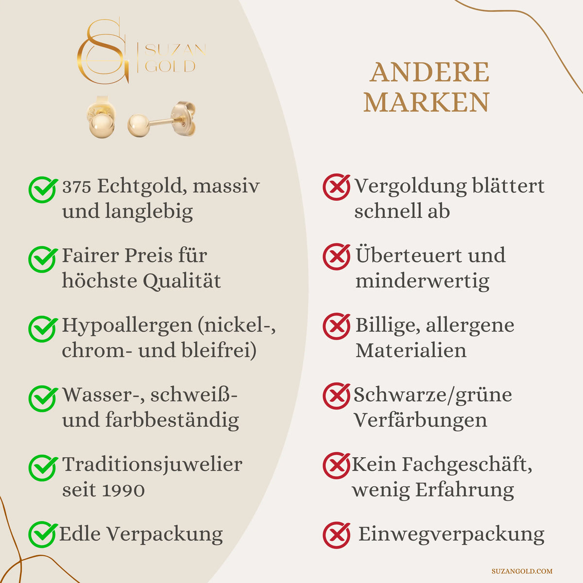Ear Candy Stecker Suzan Gold