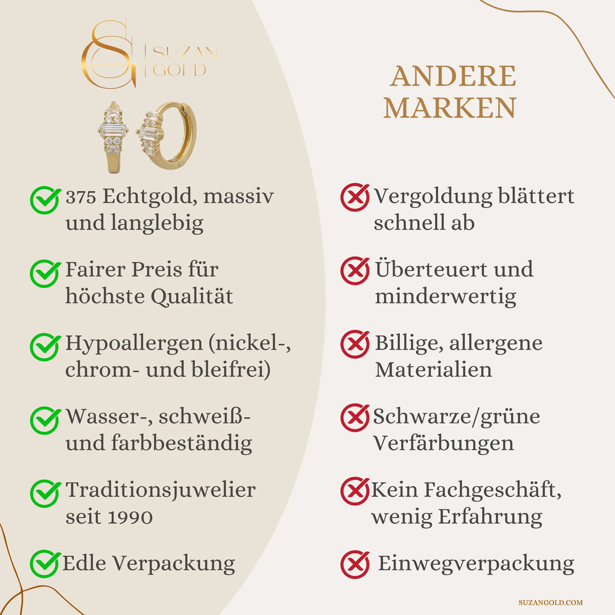 Kristall Creolen Suzan Gold