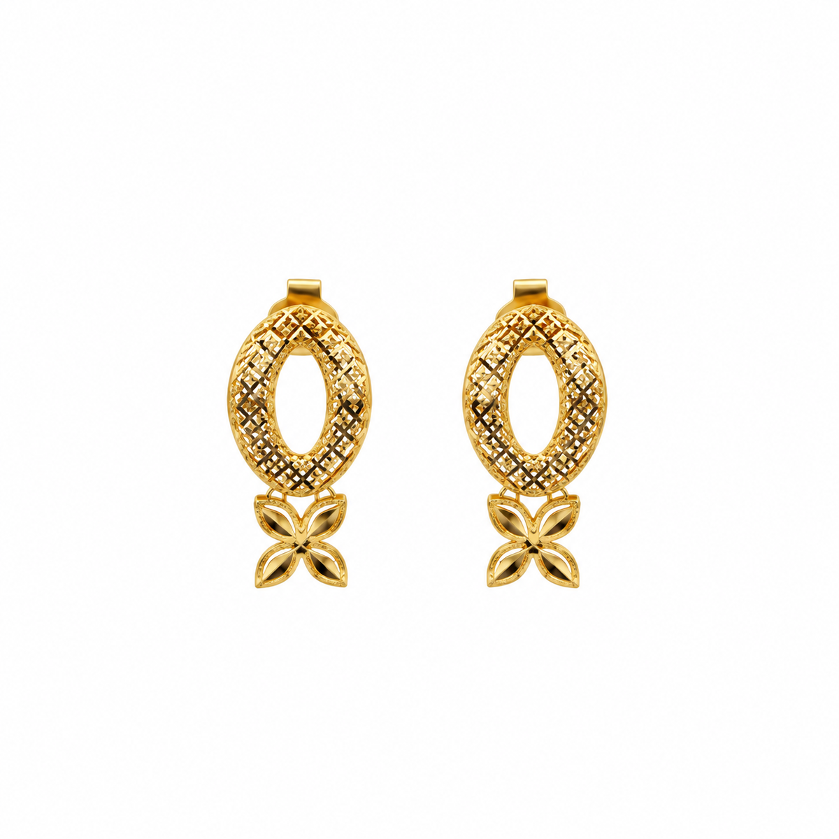 Lattice Petal – Ohrstecker mit Gitter-Oval und Blüten-Detail aus 750 Gold Suzan Gold