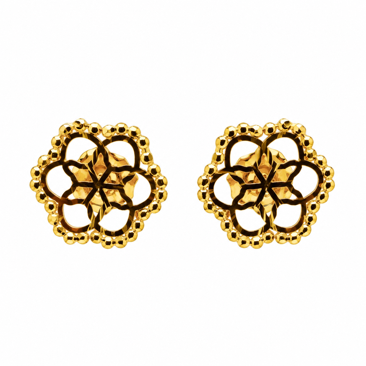 Lace Flower – Filigrane Blüten-Ohrstecker mit Perlrand aus 750 Gold Suzan Gold