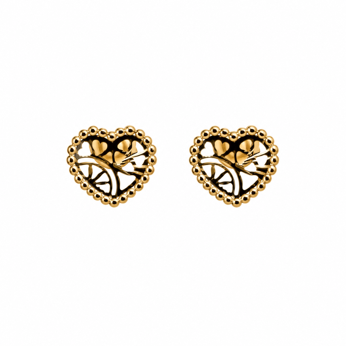 Heart Branch – Herz-Ohrstecker mit filigranem Zweig-Ornament aus 750 Gold Suzan Gold