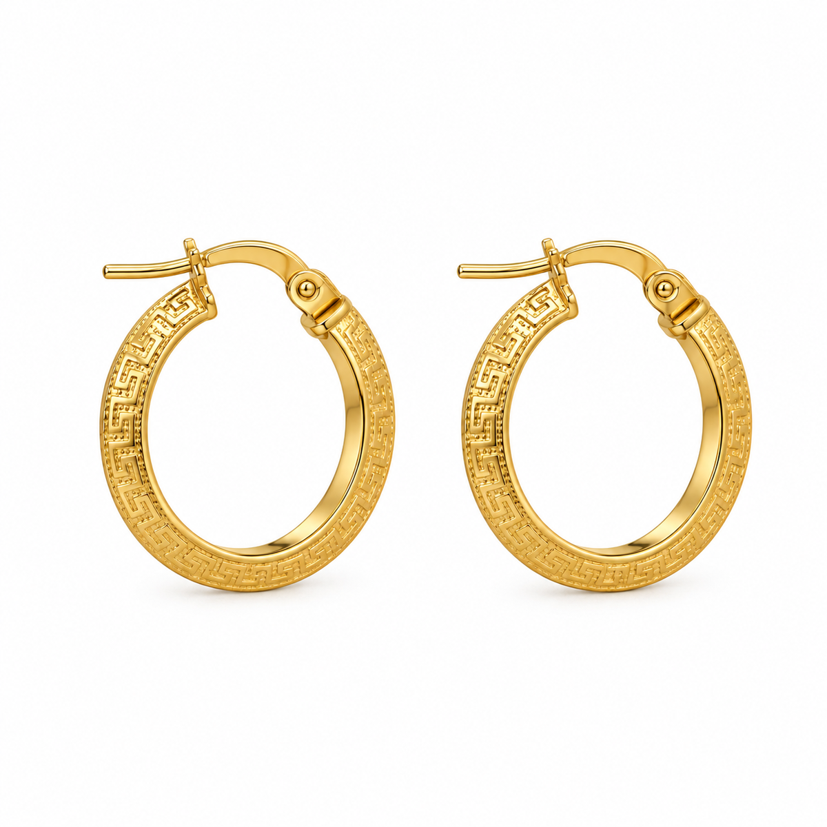 Greek Key Hoop Classic – Creolen mit Mäander-Muster aus 750 Gold