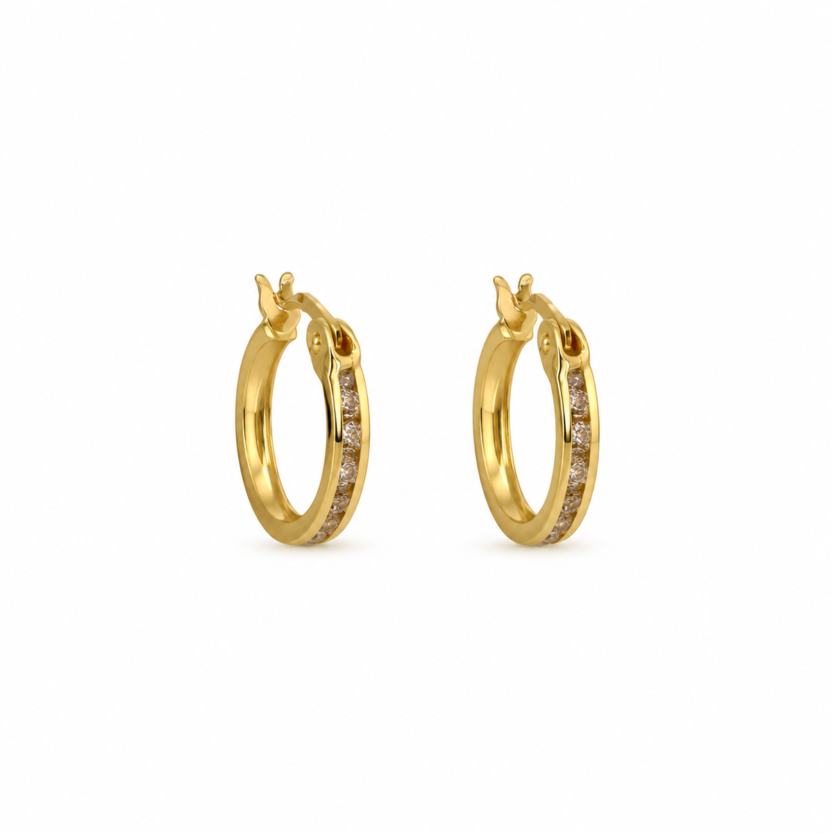 Channel Sparkle Creolen aus 750 Gold mit Zirkonia-Steinen in Kanalfassung, Paar